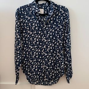 SANDRO Navy Blue and White Button Down